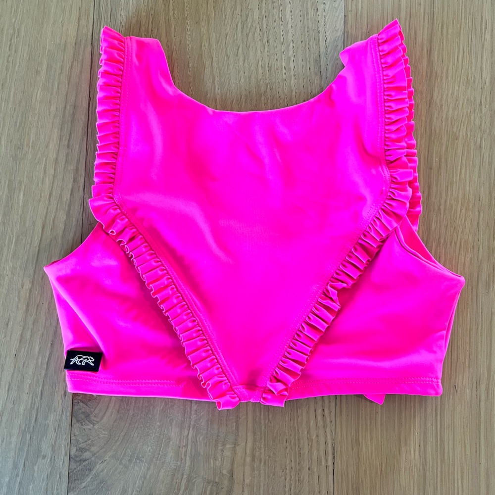 Tiger Friday Vibrant Faye Reversible Pink Ruffled  crop Top
